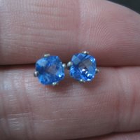 Sterling Silver Cushion Cut Blue Topaz Stud Earrings