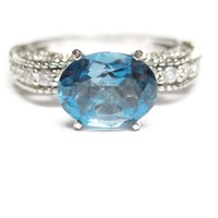 Oval Blue Topaz Engagement Ring Sz 8