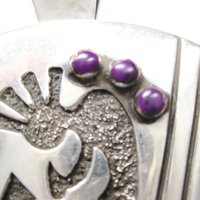 Large Sterling Kokopelli Sugilite Pendant Mexican Silver