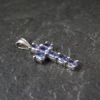 Small Sterling Tanzanite Cross Pendant