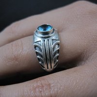 Vintage Sterling Silver Blue Topaz Ring Size 8