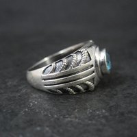 Vintage Sterling Silver Blue Topaz Ring Size 8