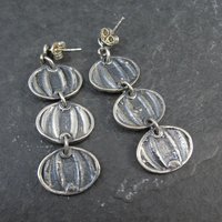 Vintage Sterling Silver Pumpkin Earrings