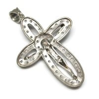 Huge Sterling Crucifix Cross Pendant Cubic Zirconia Vintage