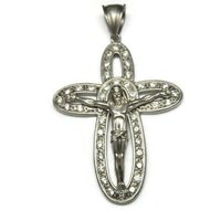 Huge Sterling Crucifix Cross Pendant Cubic Zirconia Vintage