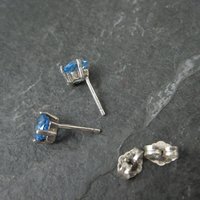 Sterling Silver Cushion Cut Blue Topaz Stud Earrings