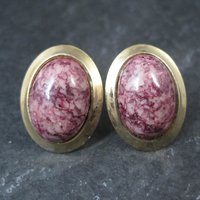 Vintage Purple Gemstone Clip On Earrings
