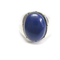 Mens Sterling Blue Enamel Ring Size 10