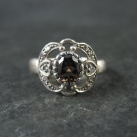 Vintage Smoky Topaz Heart Ring in Sterling Silver Size 8