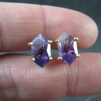 Vintage Amethyst Stud Earrings in Gold Vermeil over Sterling Silver