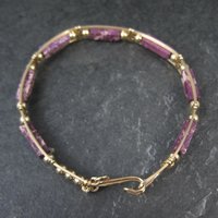 Purple Jasper Wire Wrapped Bangle Bracelet 14K Gold Filled 7.25"