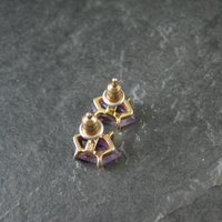 Vintage Amethyst Stud Earrings in Gold Vermeil over Sterling Silver