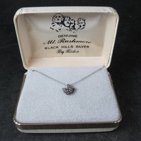 Tiny Black Hills Sterling Rose Pendant Necklace Vintage Silver Ridco