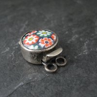 Sterling Silver Floral Art Glass Box Clasp