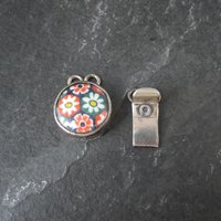 Sterling Silver Floral Art Glass Box Clasp