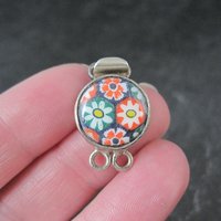 Sterling Silver Floral Art Glass Box Clasp