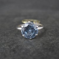 Vintage Sterling Light Blue Spinel Solitaire Ring New Old Stock Multiple Sizes