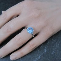 Vintage Sterling Light Blue Spinel Solitaire Ring New Old Stock Multiple Sizes