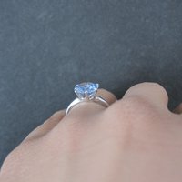 Vintage Sterling Light Blue Spinel Solitaire Ring New Old Stock Multiple Sizes