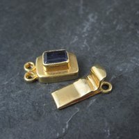 Gold 2 Strand Iolite Box Clasp Vermeil Sterling Silver
