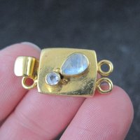 Gold 2 Strand Moonstone Box Clasp Vermeil Sterling Silver