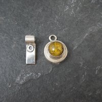 Sterling Silver Yellow Amber Box Clasp