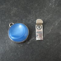 Vintage Sterling Silver Blue Art Glass Box Clasp