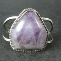 Large 925 Amethyst Cuff Bracelet 6.5" Estate Jewelry