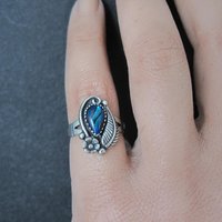 Southwestern Abalone Feather Ring Many Sizes Available NOS