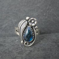 Southwestern Abalone Feather Ring Many Sizes Available NOS