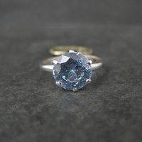 Vintage Sterling Light Blue Spinel Solitaire Ring New Old Stock Multiple Sizes