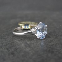 Vintage Sterling Light Blue Spinel Solitaire Ring New Old Stock Multiple Sizes