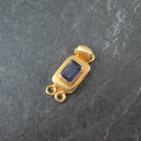 Gold 2 Strand Iolite Box Clasp Vermeil Sterling Silver