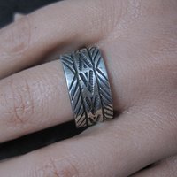 Wide Vintage Southwestern Sterling Band Ring Available in Sizes 8 and 10 Nathan Lovato