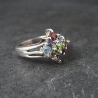 Sterling Silver Multi Gemstone Ring Size 8 New Old Stock Dee Berkley