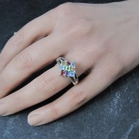 Sterling Silver Multi Gemstone Ring Size 8 New Old Stock Dee Berkley