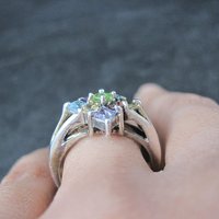 Sterling Silver Multi Gemstone Ring Size 8 New Old Stock Dee Berkley