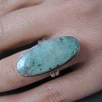 Vintage Sterling Silver Green Stone Ring Size 8