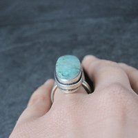 Vintage Sterling Silver Green Stone Ring Size 8