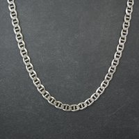 Heavy 7mm Italian Sterling Mariner Chain Necklace 31 Inches Estate Silver