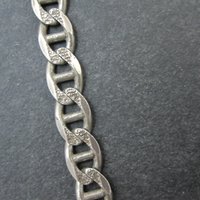 Heavy 7mm Italian Sterling Mariner Chain Necklace 31 Inches Estate Silver