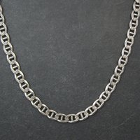 Heavy 7mm Italian Sterling Mariner Chain Necklace 31 Inches Estate Silver