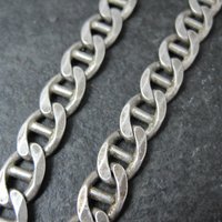 Heavy 7mm Italian Sterling Mariner Chain Necklace 31 Inches Estate Silver