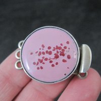 Vintage Sterling Silver Pink Art Glass 3 Strand Box Clasp