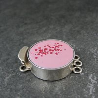 Vintage Sterling Silver Pink Art Glass 3 Strand Box Clasp
