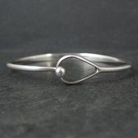 Vintage Sterling Silver Bangle Bracelet Eye & Hook Clasp 7.25"