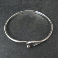 Vintage Sterling Silver Bangle Bracelet Eye & Hook Clasp 7.25"