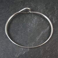 Vintage Sterling Silver Bangle Bracelet Eye & Hook Clasp 7.25"