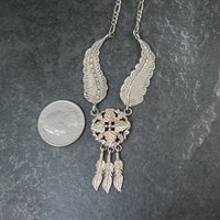 Vintage Black Hills Gold & Silver Feather Necklace Mt Rushmore