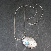 Southwestern Turquoise Arrowhead Pendant Necklace Vintage Sterling Silver